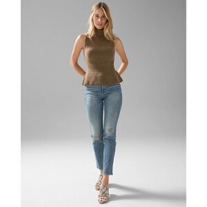 White House Black Market High-Rise Everyday Soft Denim Distressed Straight Jeans